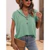 Summer Short Sleeved Hooded Women T-shirt New Loose Buttons Casual Simple T Shirt Female Plus Size Tops Women's Clothing 3267