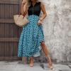 Women's Casual And Fashionable V-neck  Sleeveless Printing Mid Length Dress