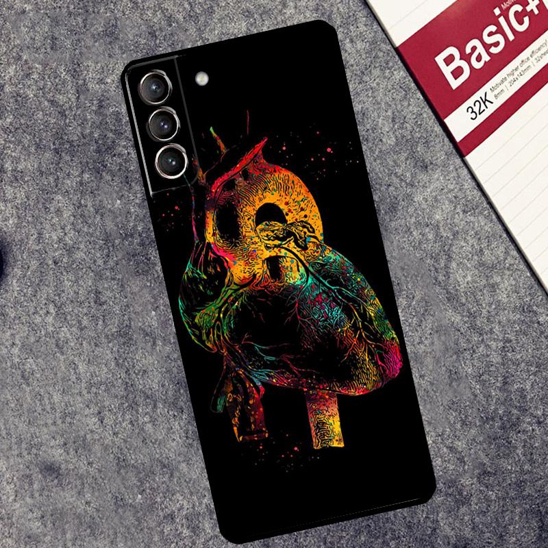 Human Heart Brain Lungs Case For Samsung Galaxy S24 S26 Ultra S10 S20 S21 S22 S23 Plus S25 FE S25 Ultra Cover Coque