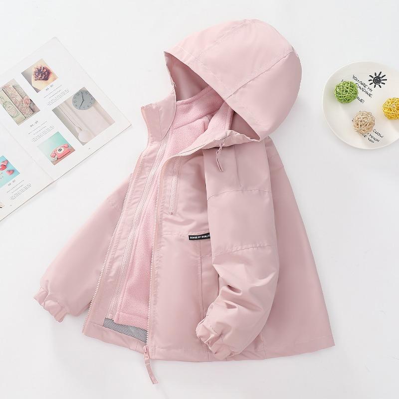 Kids Girls Waterproof Fleece Lined Detachable Thick Winter Jacket For Big Kids