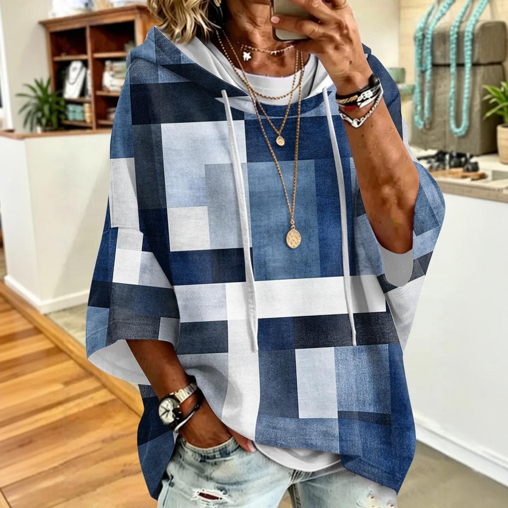 Women's Vintage Floral Print Drawstring Hoodie Loose Fit Casual Sweatshirt Top