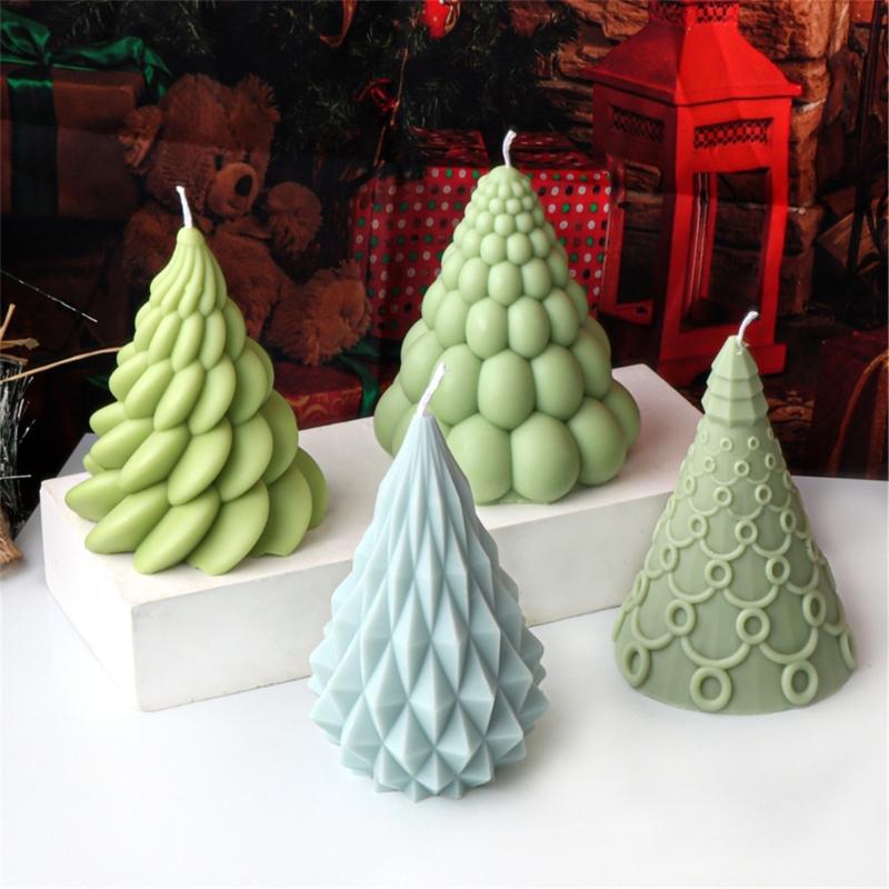 Flexible Silicone Mold Handmade Scented Candle Mould Geometric Christmas Tree Aromatherapys Mold Home Decorations