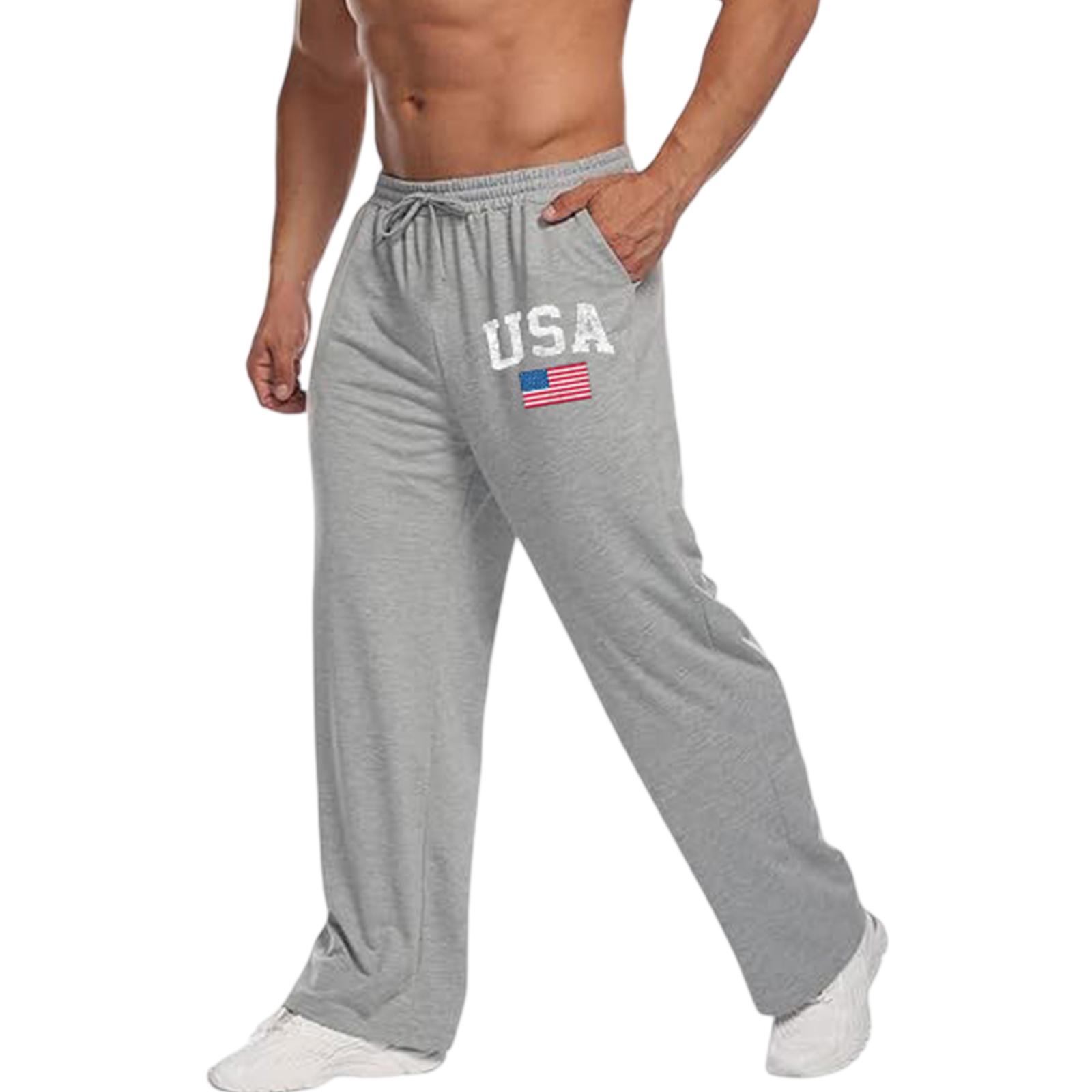 Men s Printed Loose Fit Sweatpants, Comfortable Straight Leg Casual Pants S
