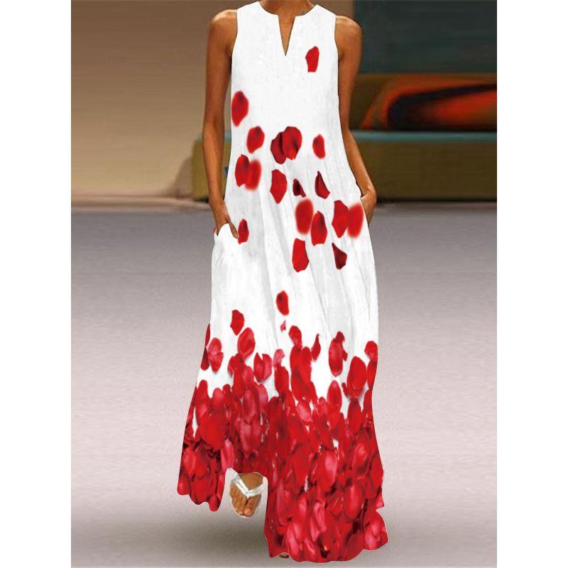 Summer Print Long Dress Women Beach Holiday Loose 3D Skirt