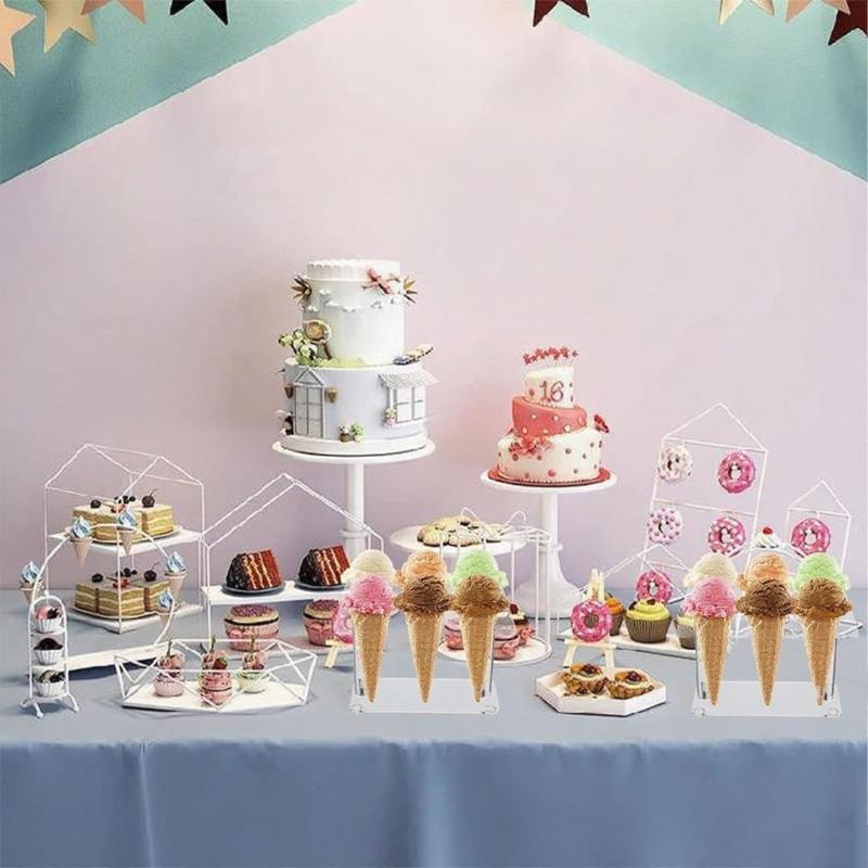 Clear Double Layer Display Organizers for Party Buffets 6 Hole Dessert Stands 2 Pieces Included