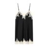 Winter 2025 Women's European & American Style Sexy Lace Silk Satin Top