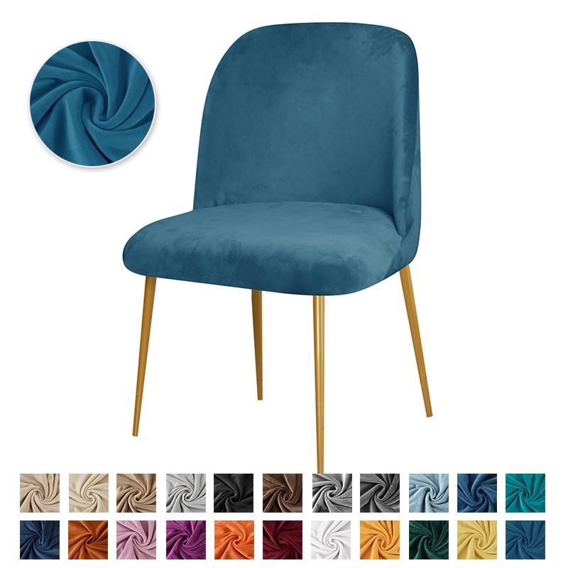 1/4/6pcs Elastic Duckbill Chair Cover Velvet Fabric Dining Room Chair Covers Stretch Solid Color Home Backrest Chairs Slipcovers