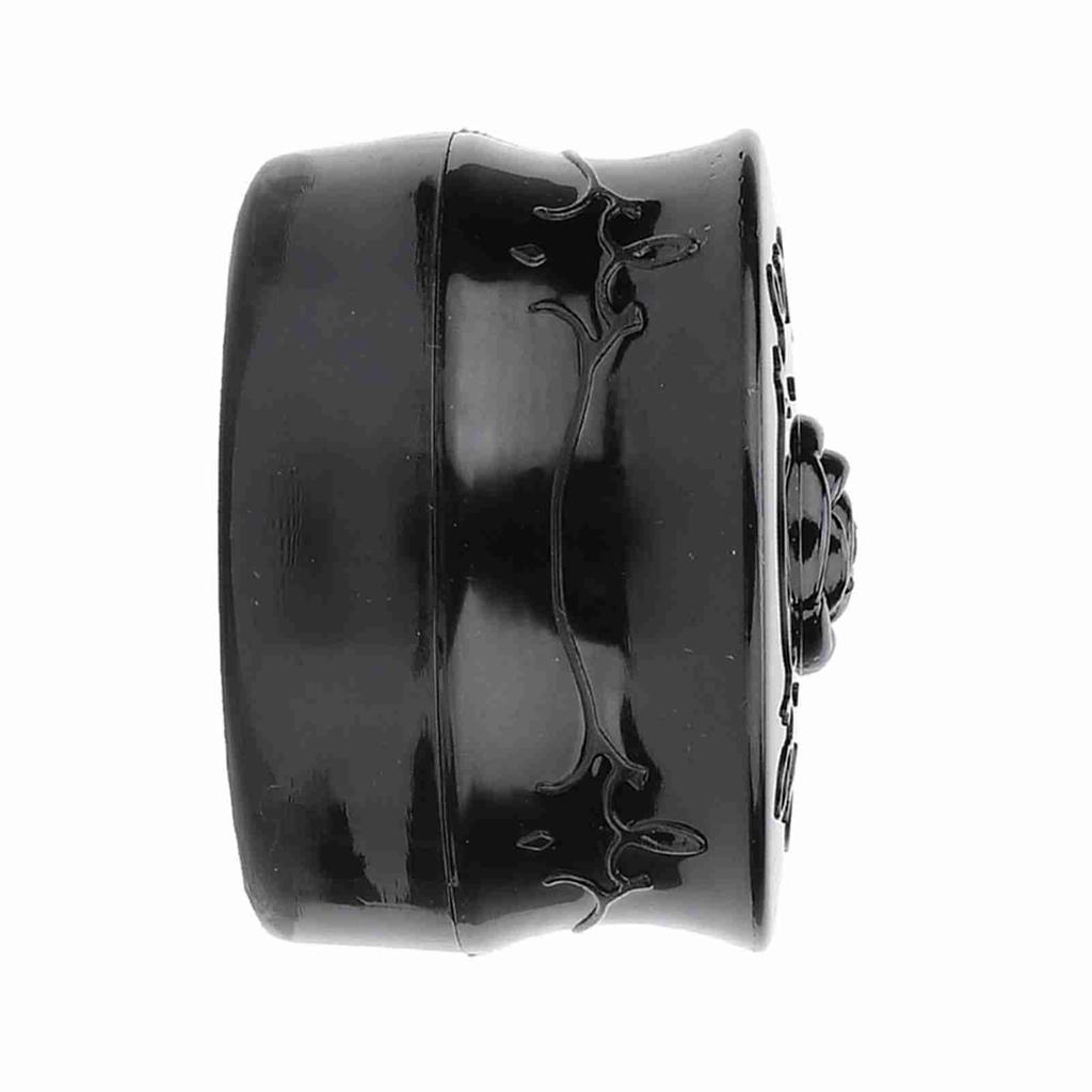 Vintage Rose Empty Makeup Loose Powder Dispenser Box Cosmetic Case with Powder Puff Black