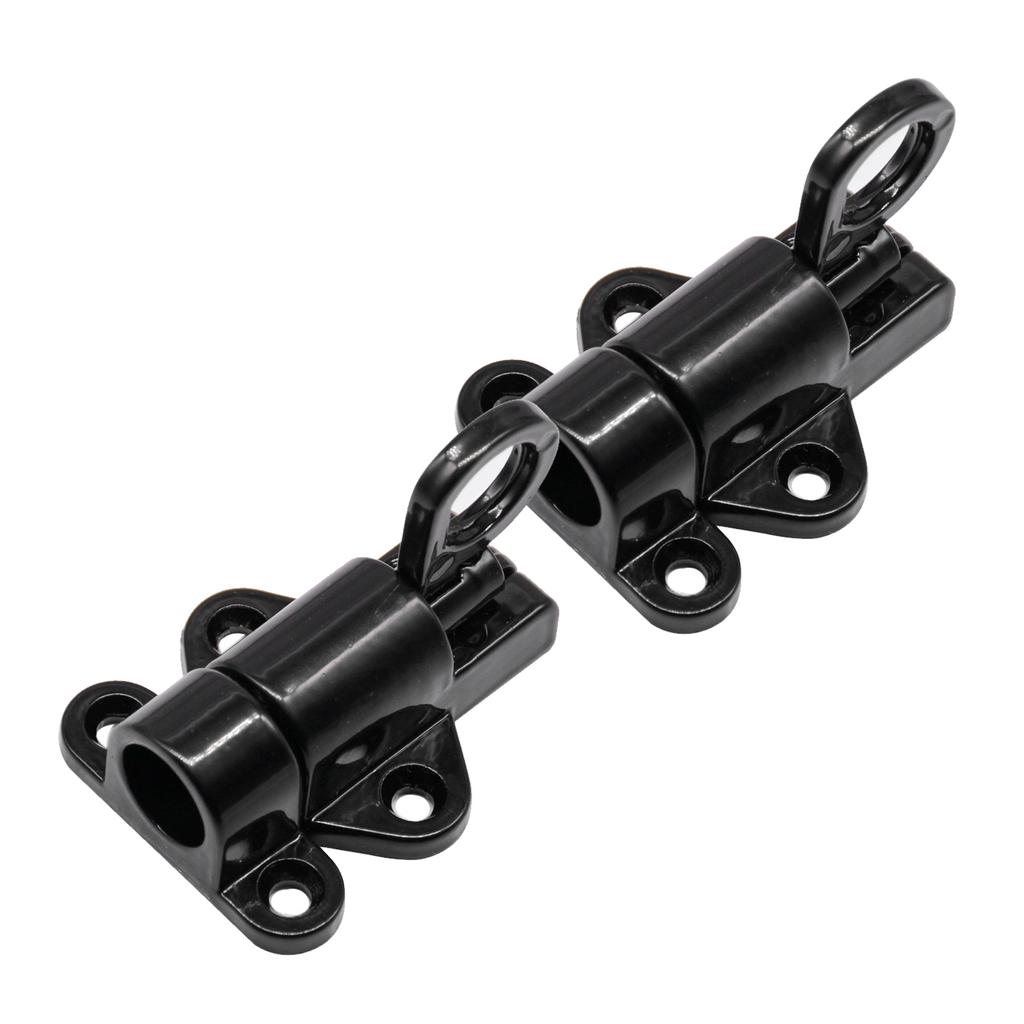 2PCS Pull Ring Latch Locks Aluminum Alloy Spring Load Automatic Door Window Gate Bolt Lock with Screws Black