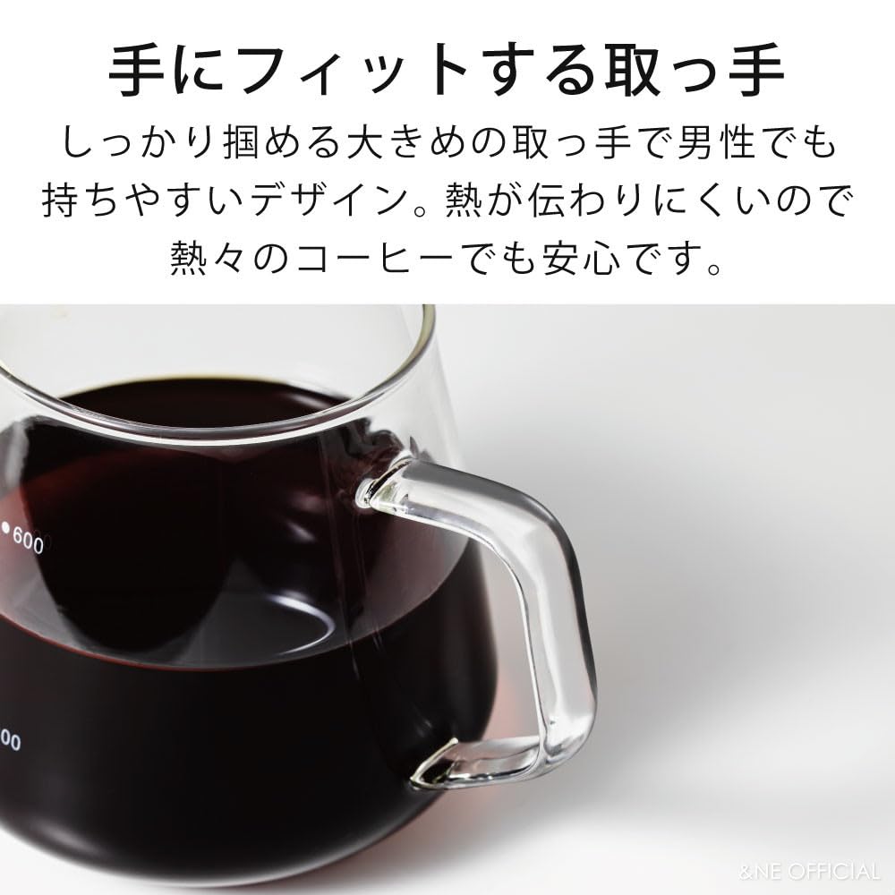 &NE Nikii Cafe Clear Glass Server, 15cm Wide x 11cm Deep x 11cm High, 600ml Capacity, Heat-Resistant Glass, Microwave and Dishwasher Safe, Easy to