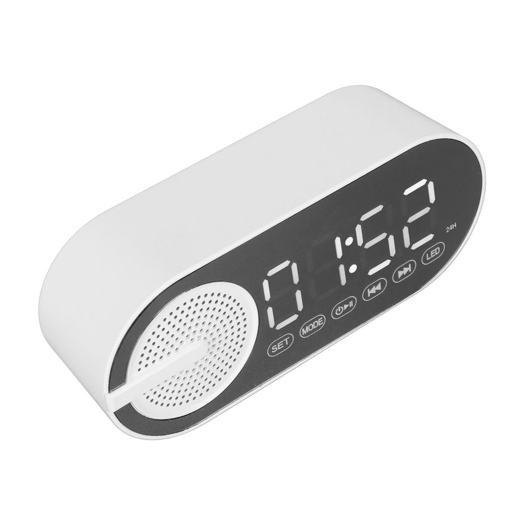 Bluetooth 5.0 Speaker Mirror Clock Heavy Bass FM Radio Rechargeable Digital Alarm Clock with Dual
