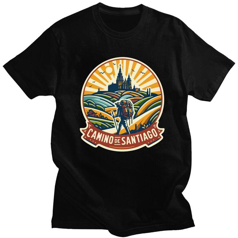 

Custom Buen Camino De Santiago T Shirts for Men Pure Cotton Tee Tops Tshirts T-shirt Clothes - Men s Summer Cotton Graphic Tee S