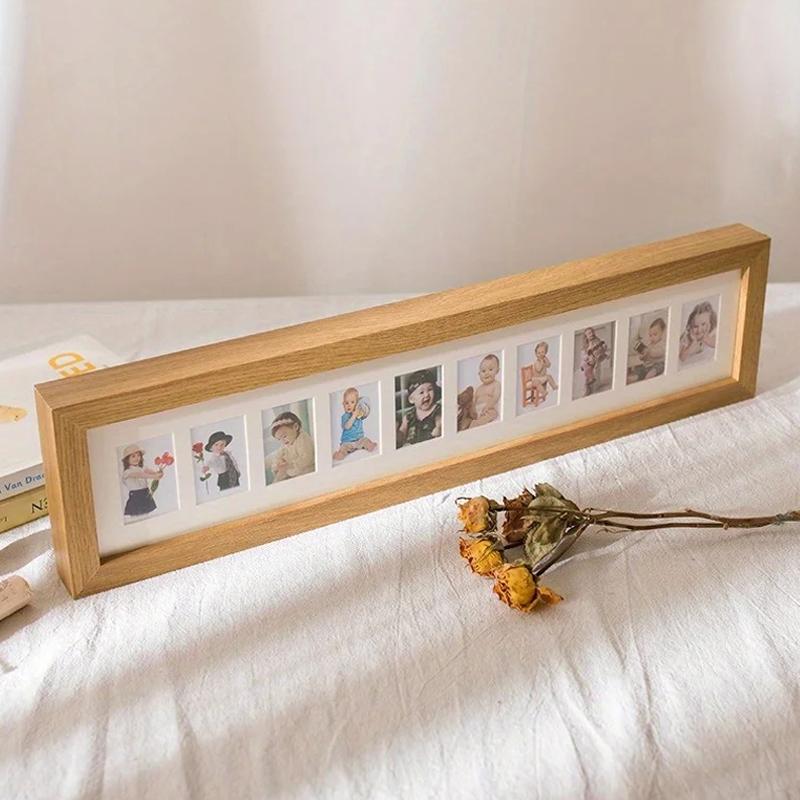Porous Picture Frame Wooden, One-inch Photo Picture Frame, Growth Record Photo Frame, Commemorative Growth Record Picture Frame