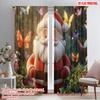 2pcs,2D Plane Printing Popular Curtains Cute Santa Butterfly Garden (3) Polyester Fabric (without Rod) Festive Perfect for
