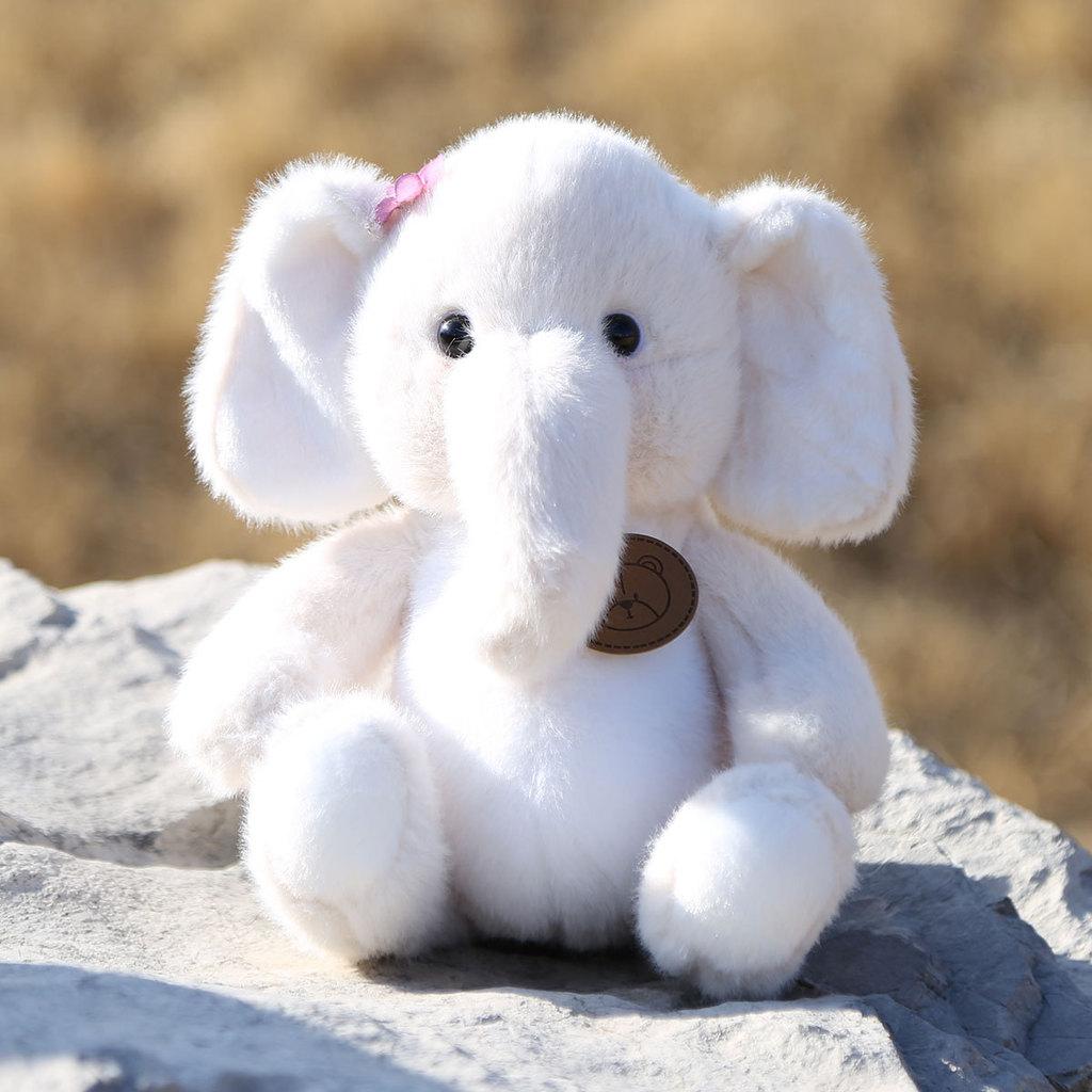 Cute Gray Beige Elephant Cartoon Plush Toy Doll For Birthday Decor