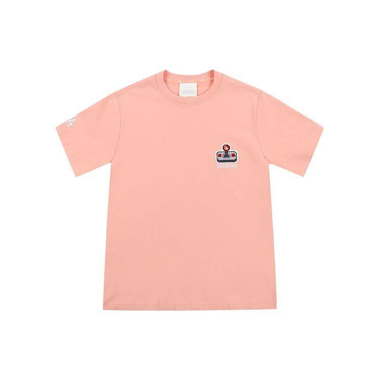 MLB Pixel Game Console Embroidered Print Dopamine Crew Neck Short Sleeve T-Shirt Unisex T-Shirts Pink 31TSN1131-07P