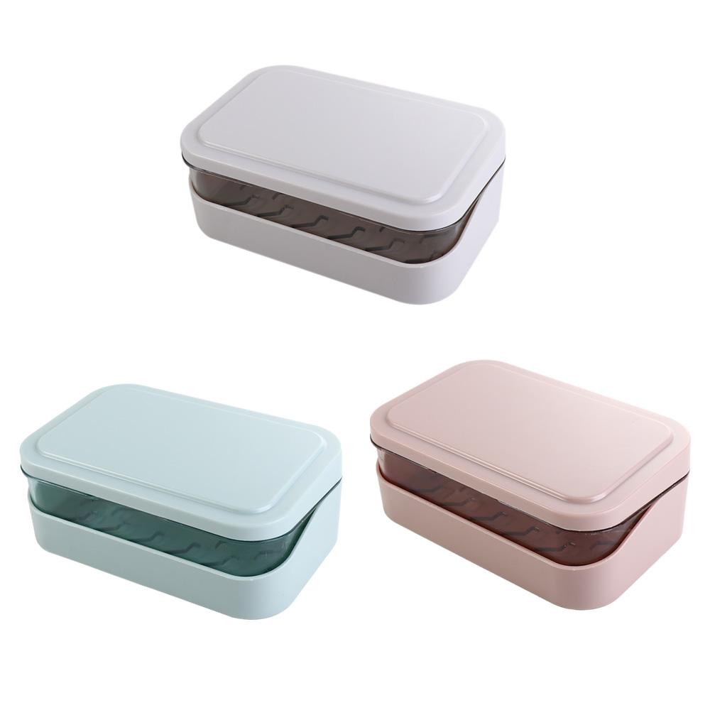 

Durable Sponge Plate With Lid Double Layer Dustproof Soap Dish Soap Case Soap Box Soap Container синій