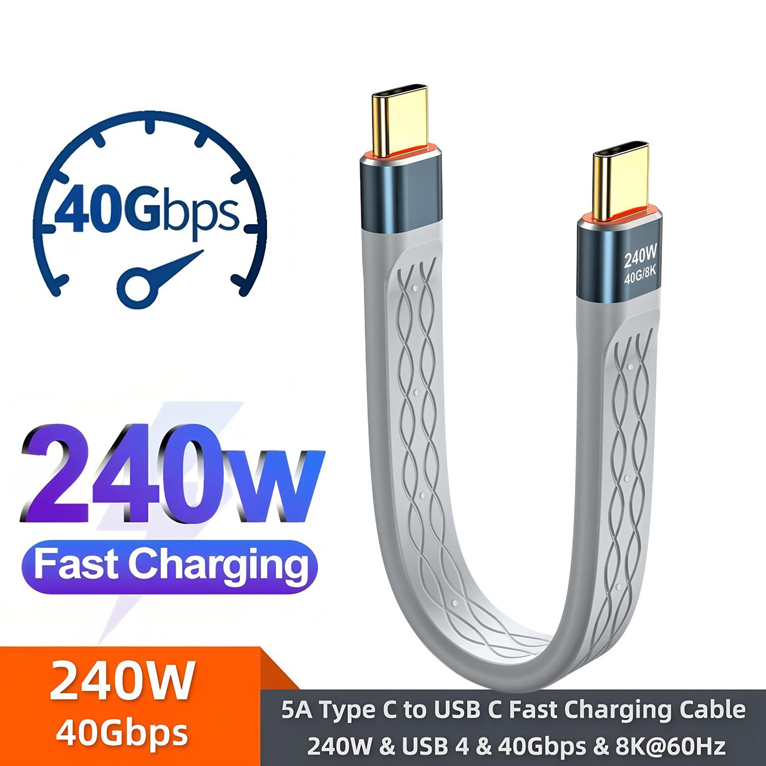 

Universal 240W Fast Charger PD Dual Type C Quick Charging Cable Data Wire Cord For iPhone 15 16 17 Samsung HUAWEI серый
