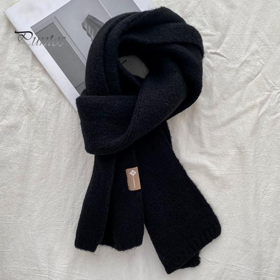 Women Scarf Winter Windproof Solid Color Soft Thick Knitting Keep Warm Cozy Unisex Korean Style Men for Outdoor
