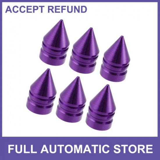 6pcs Purple Tire Stem Valve Caps Covers Spike Style Universal for Car Bike