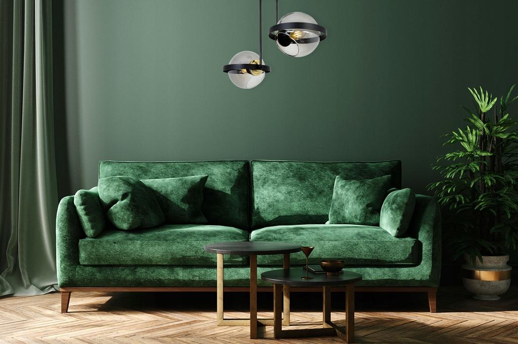 MODERN GLASS HANGING LAMP GRAPHITE RING