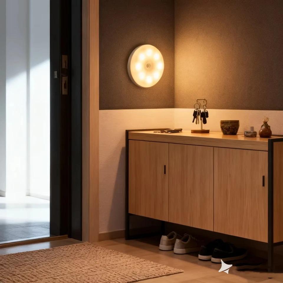 2 Color Temps Motion Sensor Puck Light with Remote,Wireless Dimmable Under Cabinet Lights, Rechargeable Magnetic Closet Light,Stick On Night Light