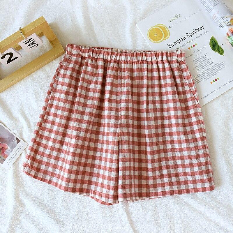 2026 Neue Sommer Couple Japanische Shorts 100% Baumwolle Herren und Damen Kariert Einfach Groß Dünn Hausshorts Karierte Pyjamahose