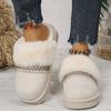 Cross-border Thick-soled Snow Boots Women's Hairy Mouth Bag Head Thickened Cotton Drag Women's Velvet Warm Indoor Home Can Wear Cotton Shoes Outside