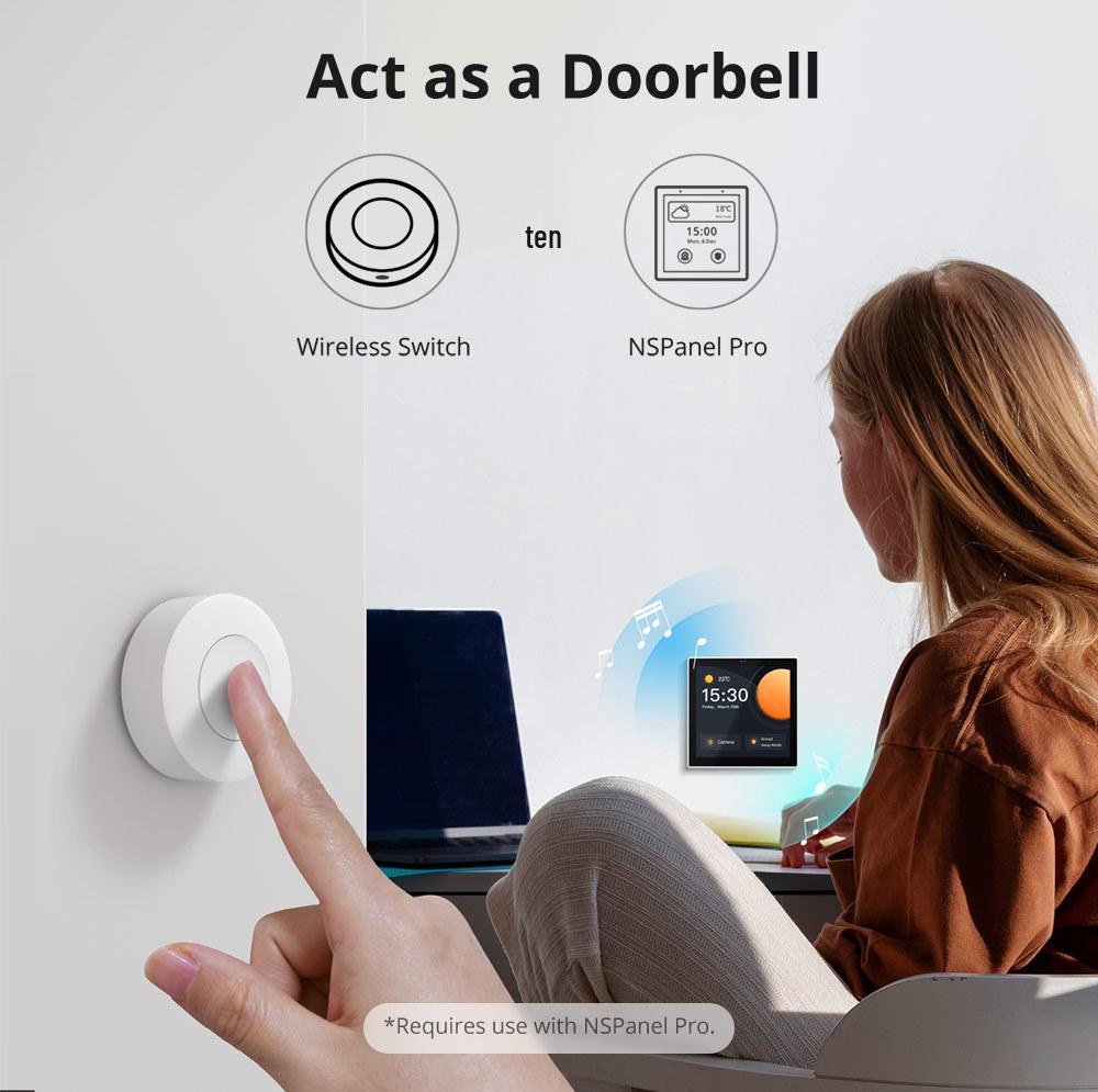 SONOFF SNZB-01P Zigbee Wireless Smart Switch: No Wiring Needed, Freely Place Scene Switch, Easy Setup.