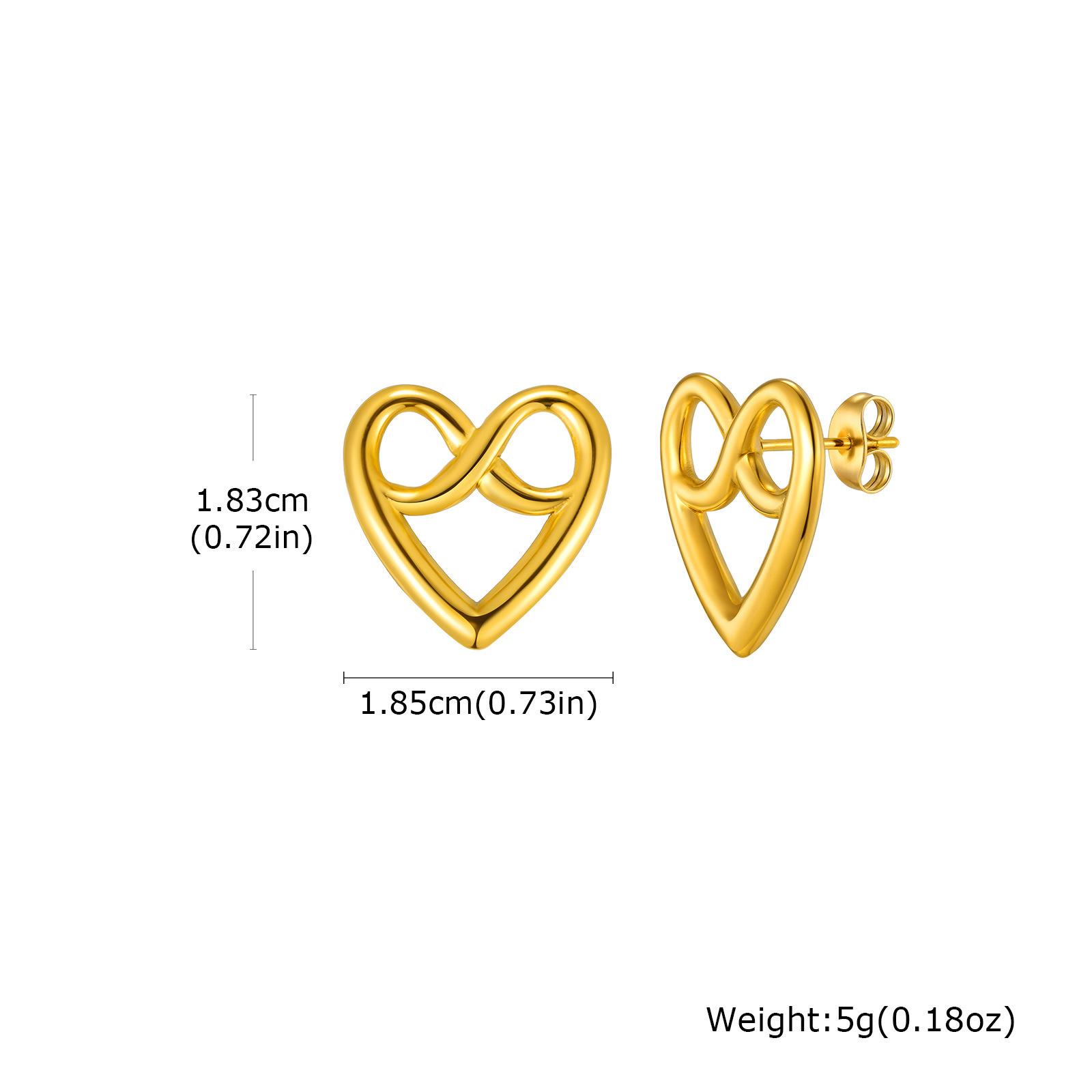 

Stainless steel ns simple alkaline water knot heart-shaped infinite 8-character stud earrings design bread knot ES-726