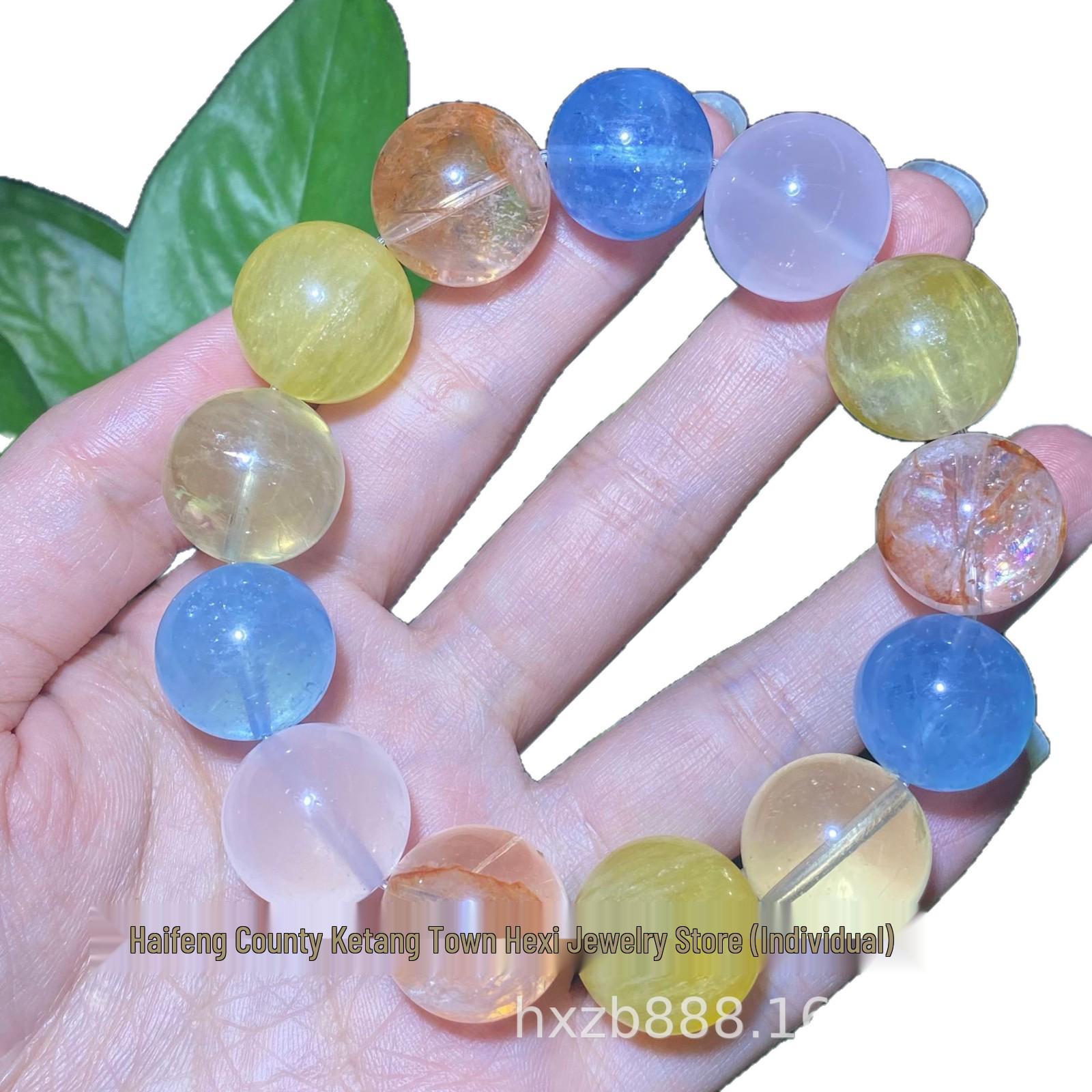 Exquisite Rainbow Crystal Bracelet with Large Beads - Versatile High-End Jewelry