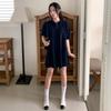 New Arrivals Open Run Women Loose Fit Collar Neck Short Sleeve Mini Dress Casual
