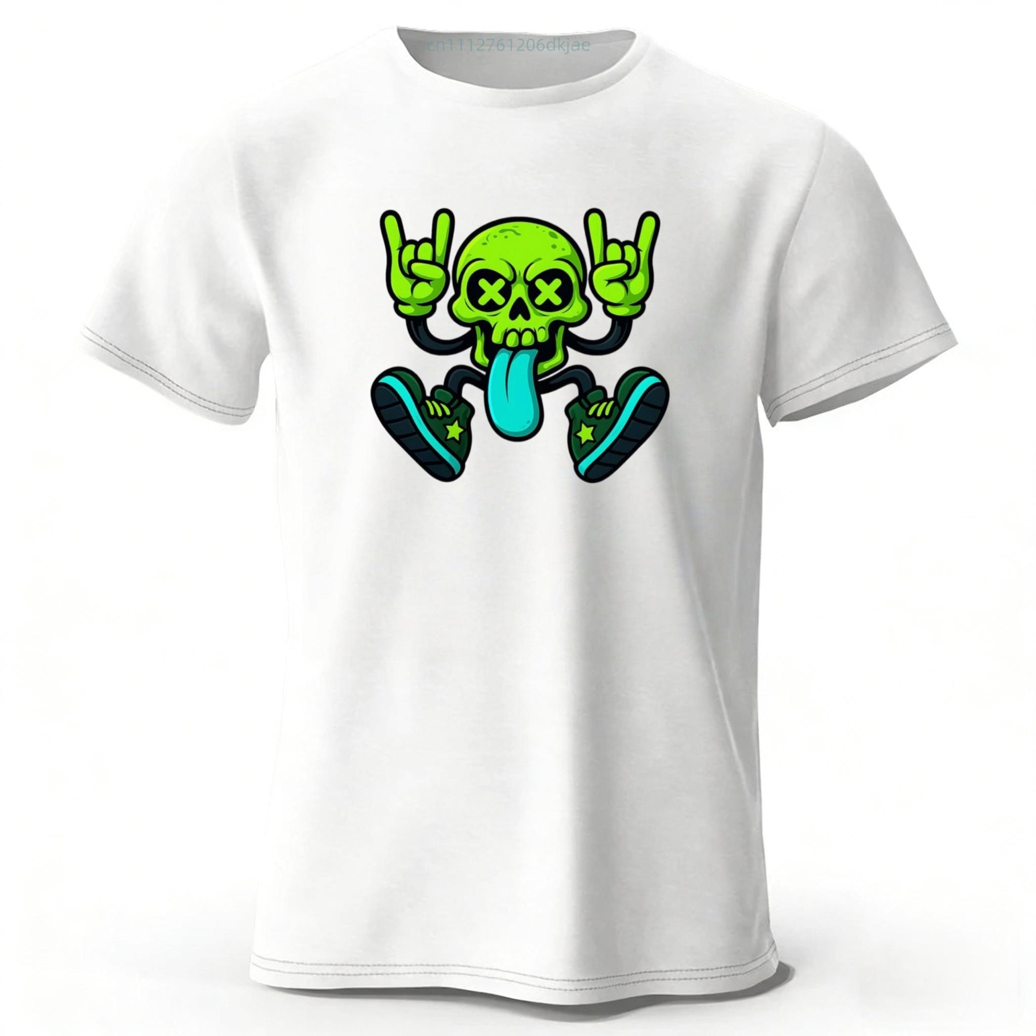 

Funny Hiphop Skull Pure Cotton Short Sleeved Summer Mens Casual Plus Size Soft Tshirt with Multiple Colors To Choose From 3XL