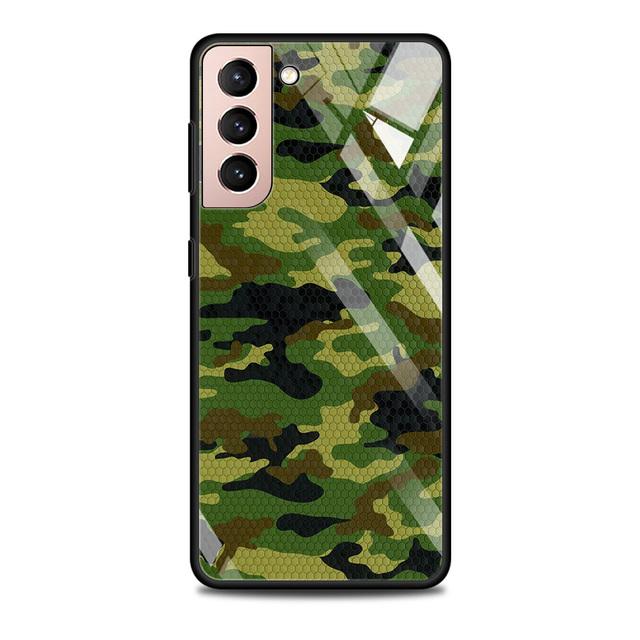 Camouflage Pattern Camo Military Army Glass Case For Samsung Galaxy S21 S20 Ultra S10 Plus Lite S20fe 5g S10e S9 S8 Shell Funda
