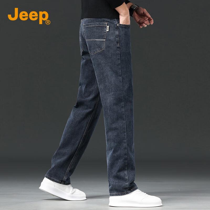 Jeep Мужские свободные прямые джинсы в стиле business casual