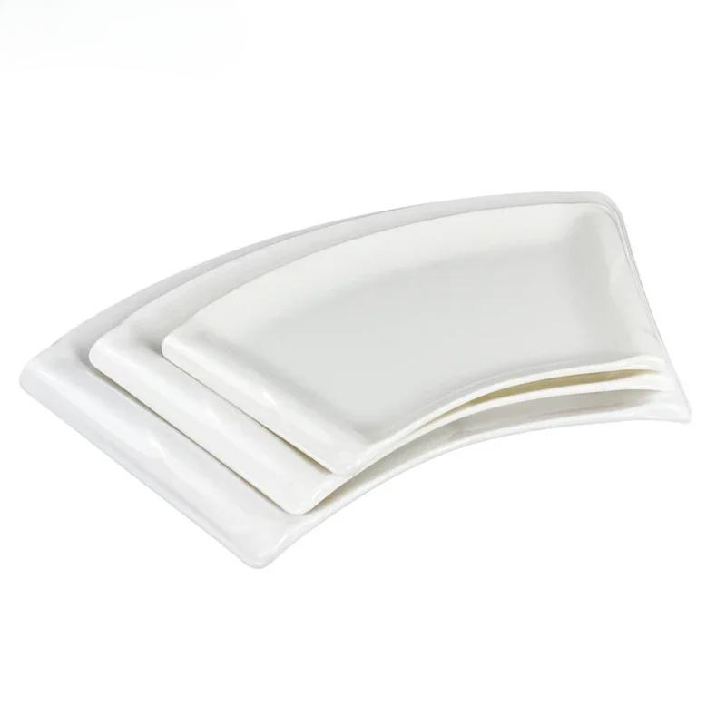 Pure White Plastic Irregular Plate Dish Commerce Serving Tray BBQ Picnic Plates Dessert Snacks Fruit Dishes Kitchen Tableware