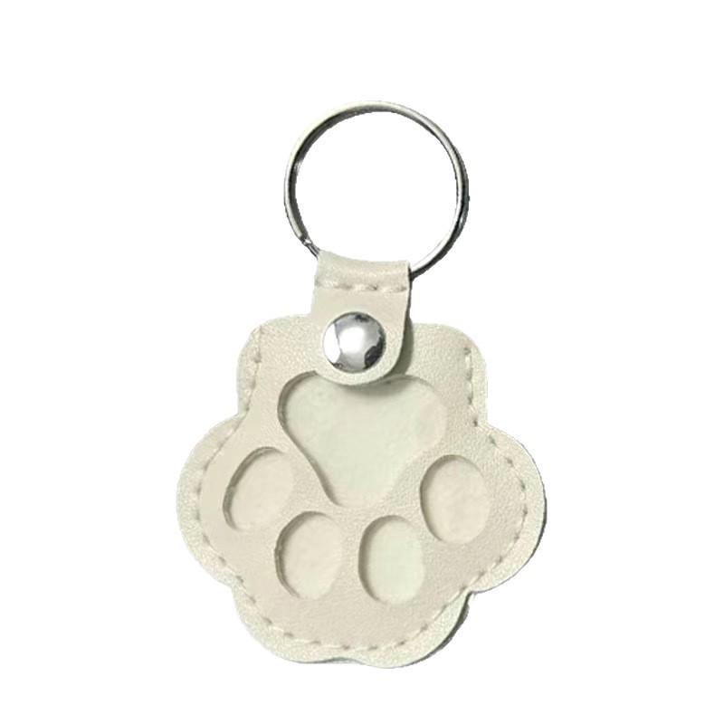 Leather Pet Fur Keychain with Dog Paw Charm