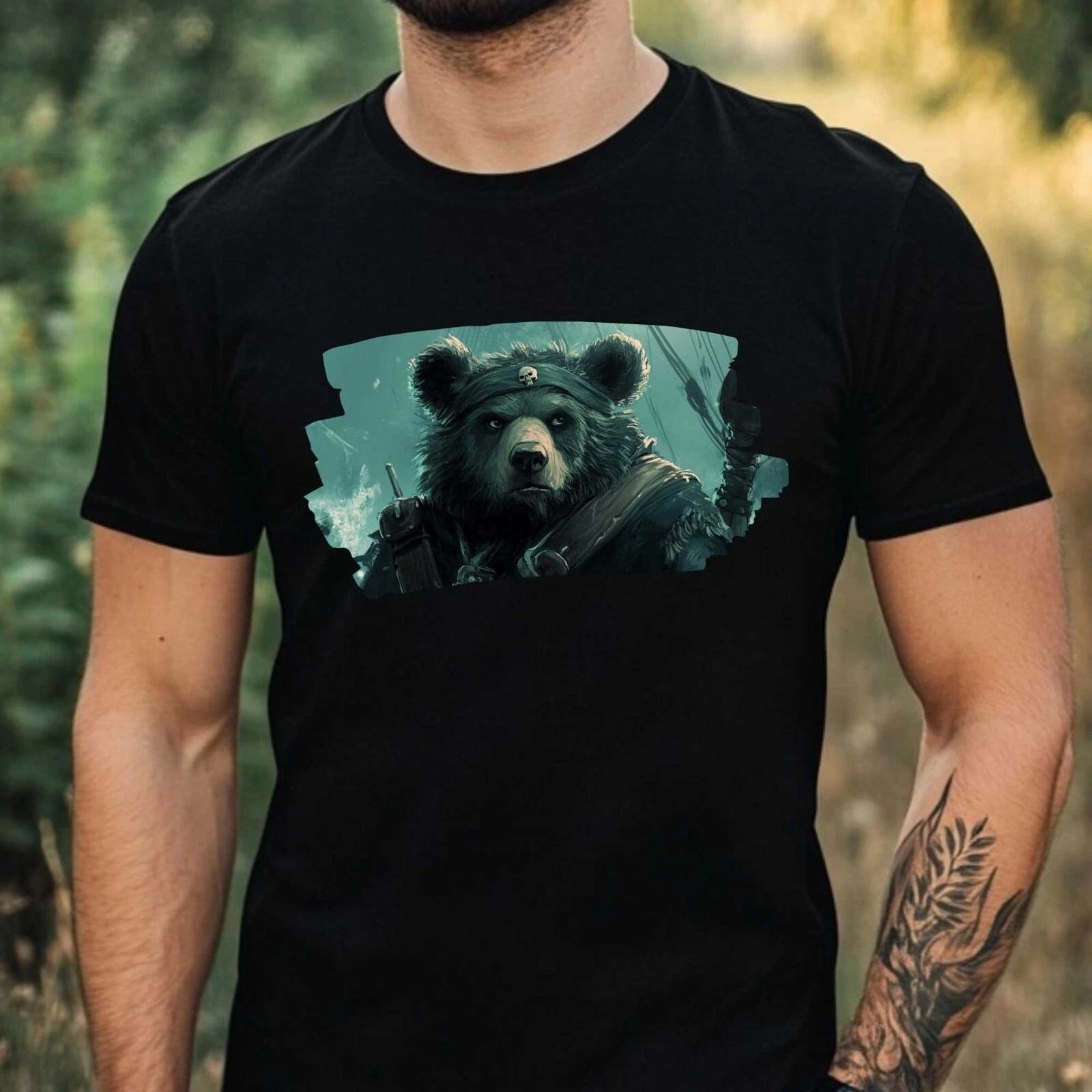 T-Shirt Herren Piraten Bär Motiv Baumwolle Größe XS bis 5XL XL