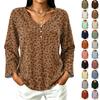 Women's Casual V-Neck Long Sleeve T-Shirt with Leopard Print for Everyday Wear