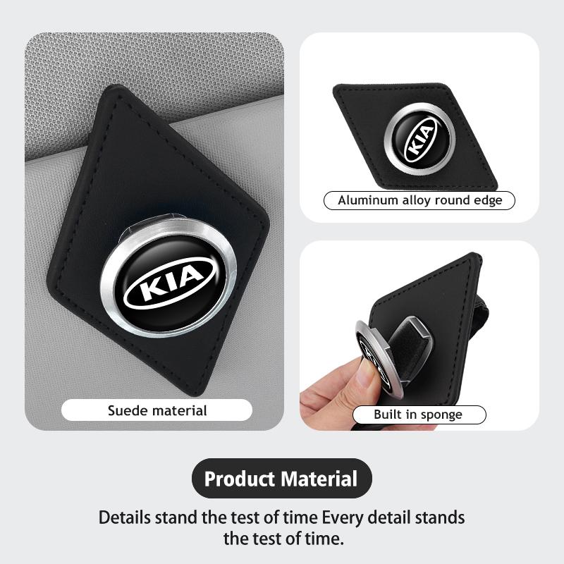 PU Leather Car Glasses Clip Alloy Auto Sunglasses Holder Mount For KIA Sorento Stinger Soul Spectra Niro Cadenza Sephia MS4