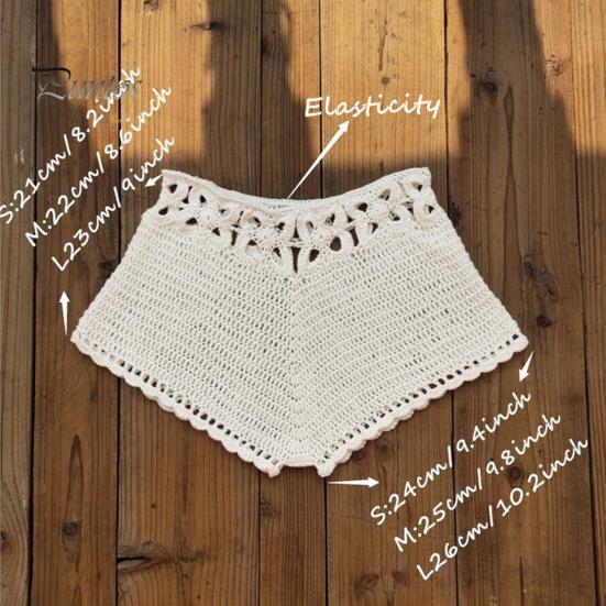 Women Swimming Trunks Sexy Beach Bikini Bottoms Handmade Hollow Crochet Knitted Swimming Shorts Beachwear