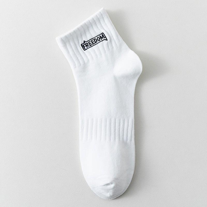 Socks Men'S Pure Cotton Low-Top Medium Tube Socks Sweat-Absorbing And Deodorant Sports Socks Trend Letter Men'S Cotton Short Tube Socks
