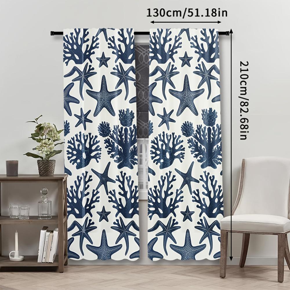 Set Of 2 Ocean Style Window Curtain Valance Country Inspired Short Curtains Living Room Bedroom Dining Home Decor Polyester Ideal For