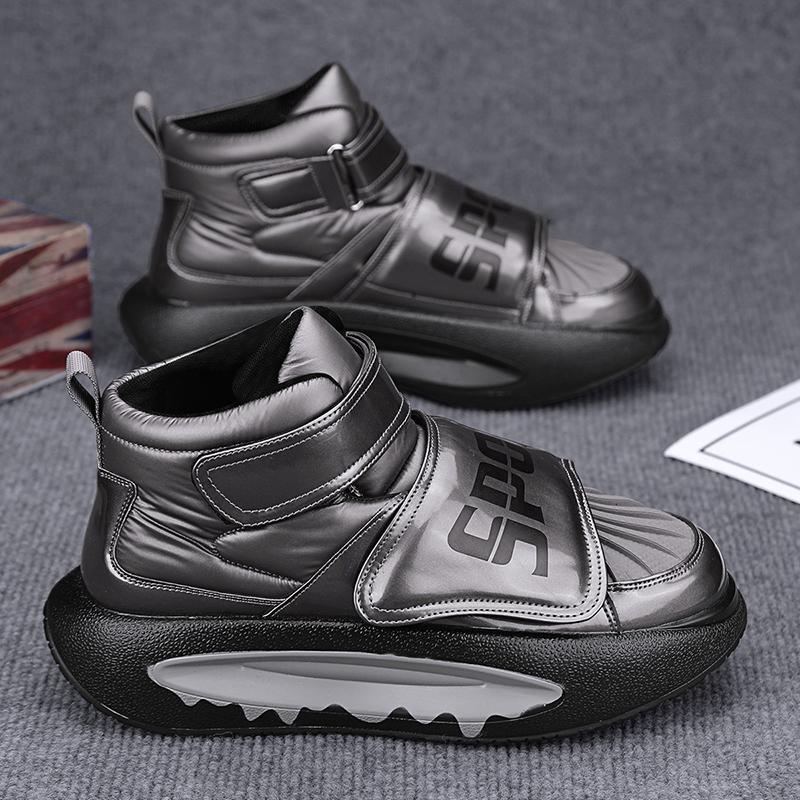 

Chunky Sneaker Men Winter Plush Warm Snow Boot Fashion Casual Microfiber Leather/Down Upper Height Increased Flat Platform Shoes 39