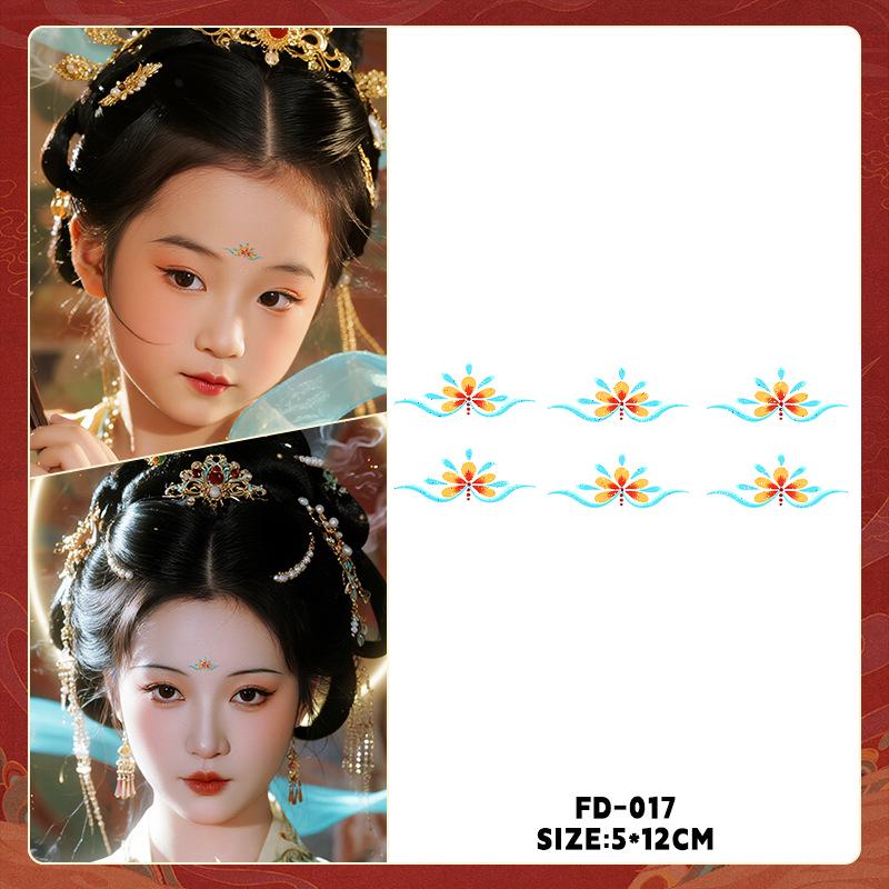 Ancient Style Dunhuang Glitter Face and Forehead Tattoo Stickers for Hanfu Costumes