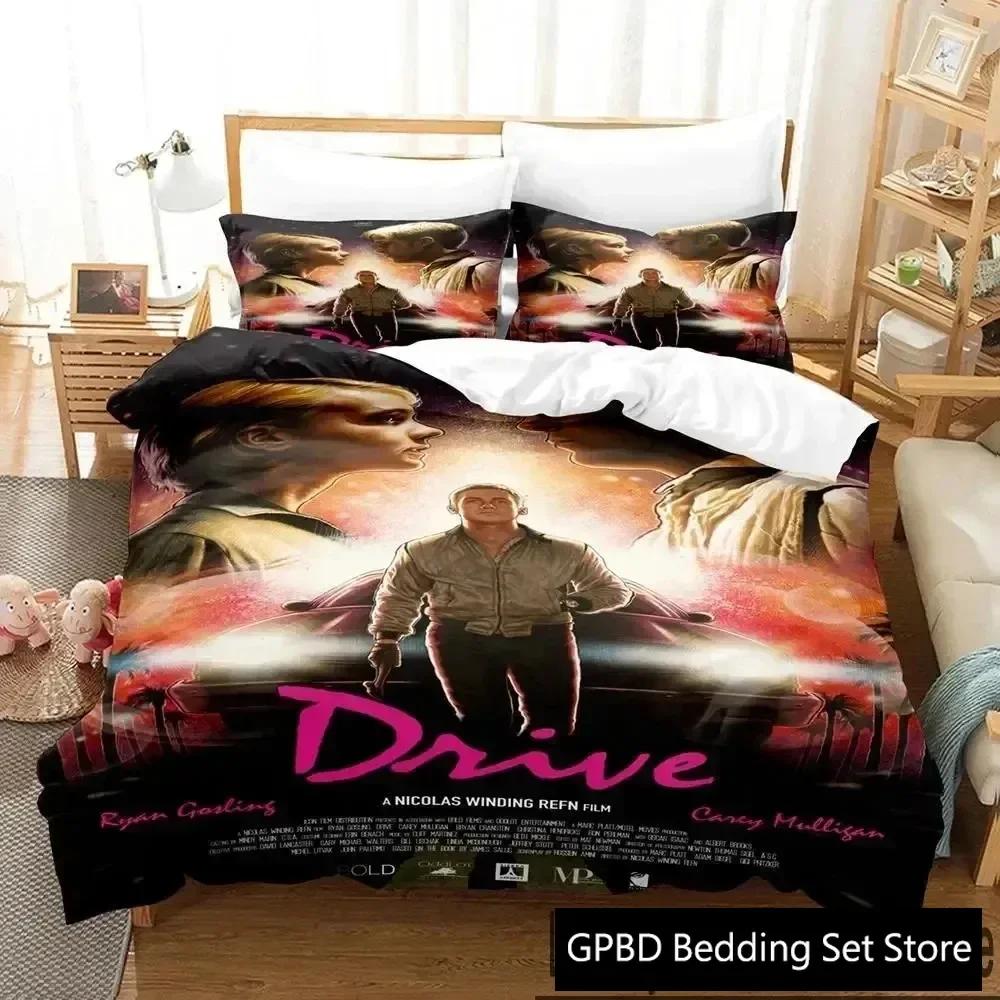 3D Print Drive Ryan Gosling Comfortable Duvet Quilt Cover Pillowcase Bedding Set Children Bedroom Decoration Home Textile