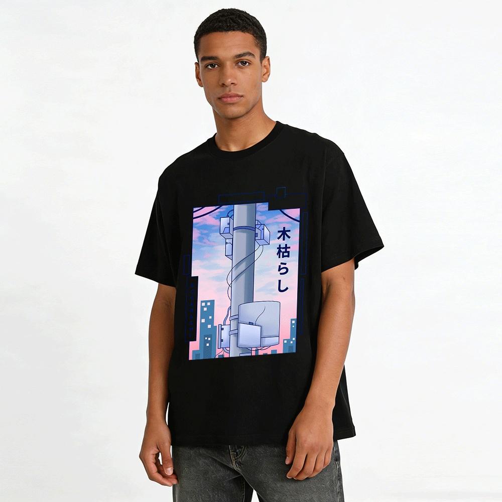 Japanese Urban Style Kogarashi Graphic Top Pure cotton T-shirt