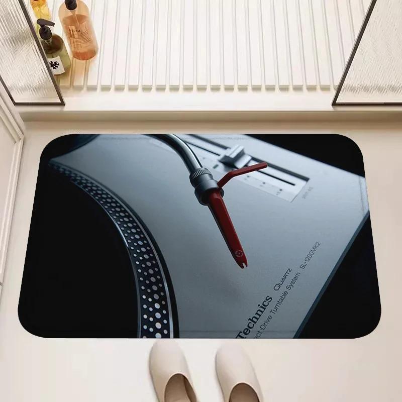 Modern Technics Record Player Theme Carpet for Living Room Decor Bedroom Kitchen Entrance Door Mat Bedside Area Soft Foot Mat