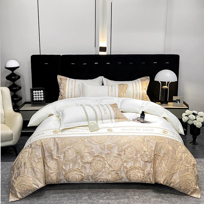 

Комплект постельного белья Tencel Ice Silk жаккард розовый Роскошный пододеяльник 240x220 Кинг Простыни Лен 160x200 Двуспальные покрывала Одеяло Квин Sets&1.2 m Bed 150x200 cm