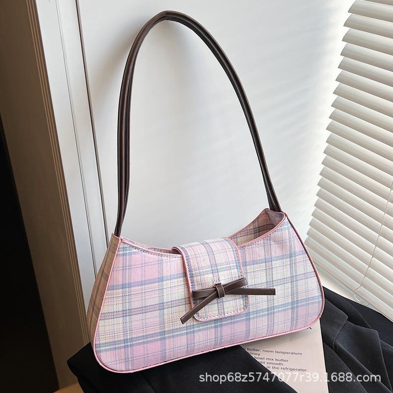 2025 New Girl Underarm Bag Women's Oblique Cross Shoulder Handbag Casual Versatile ins Style Niche Design Baguette Bag